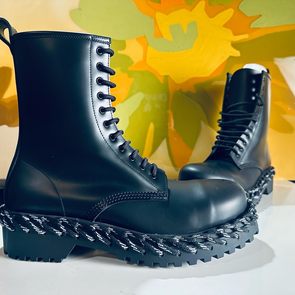 Balenciaga NEW in Box Black Lace-Up Combat Boots w/ Chunky Rope Platform Soles